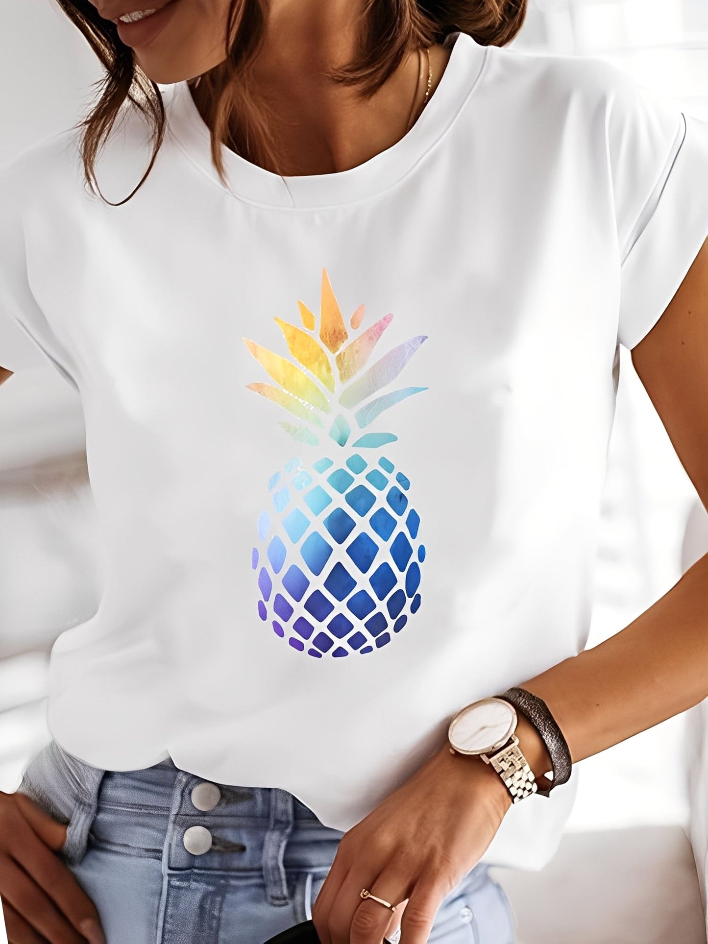 Annalise - Camicia a maniche corte per donne con stampa casuale