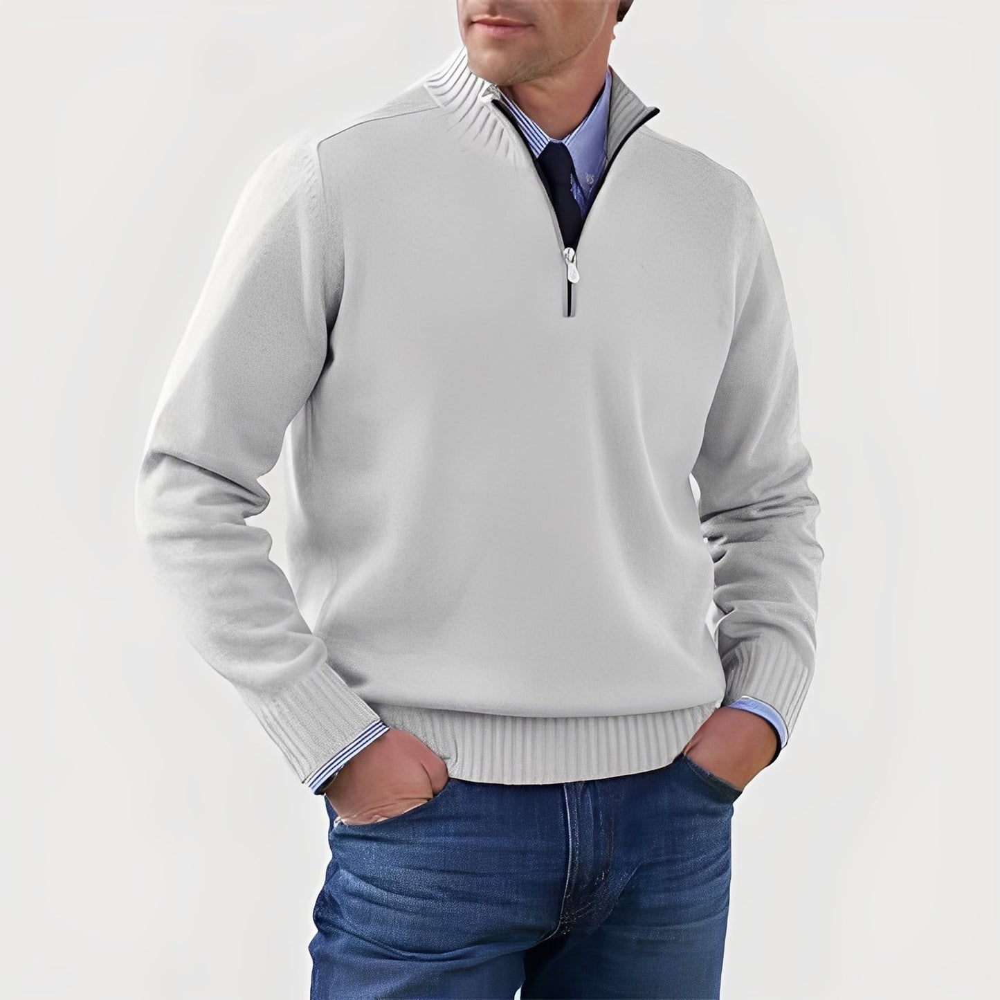 Nolan - Maglione da uomo con zip casual