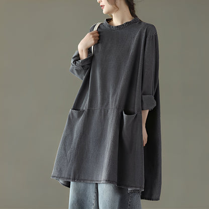 Valerie - Vestito lungo informale in jeans con tasche per donne