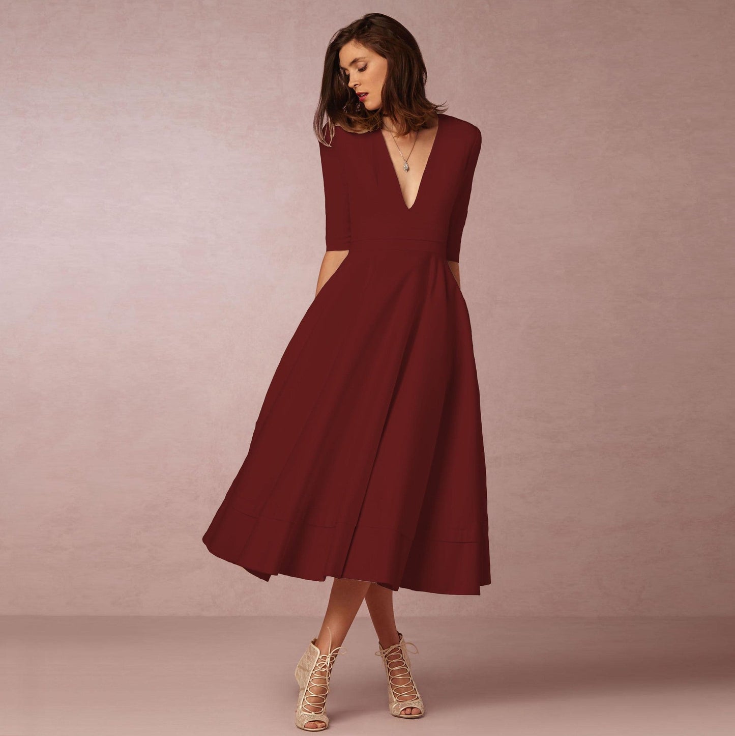 Sharise - Vestito casual con scollo a V per donne