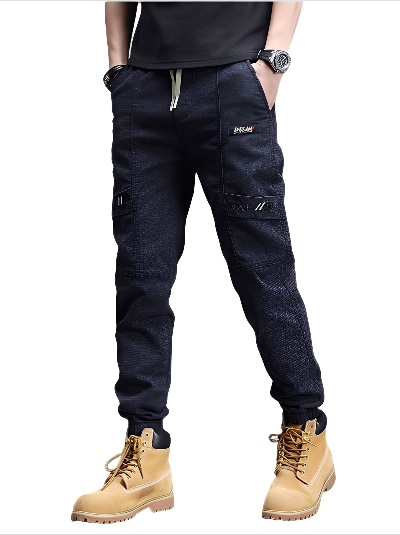 Alvin - Eleganti pantaloni da jogging elasticizzati con cordino per uomini