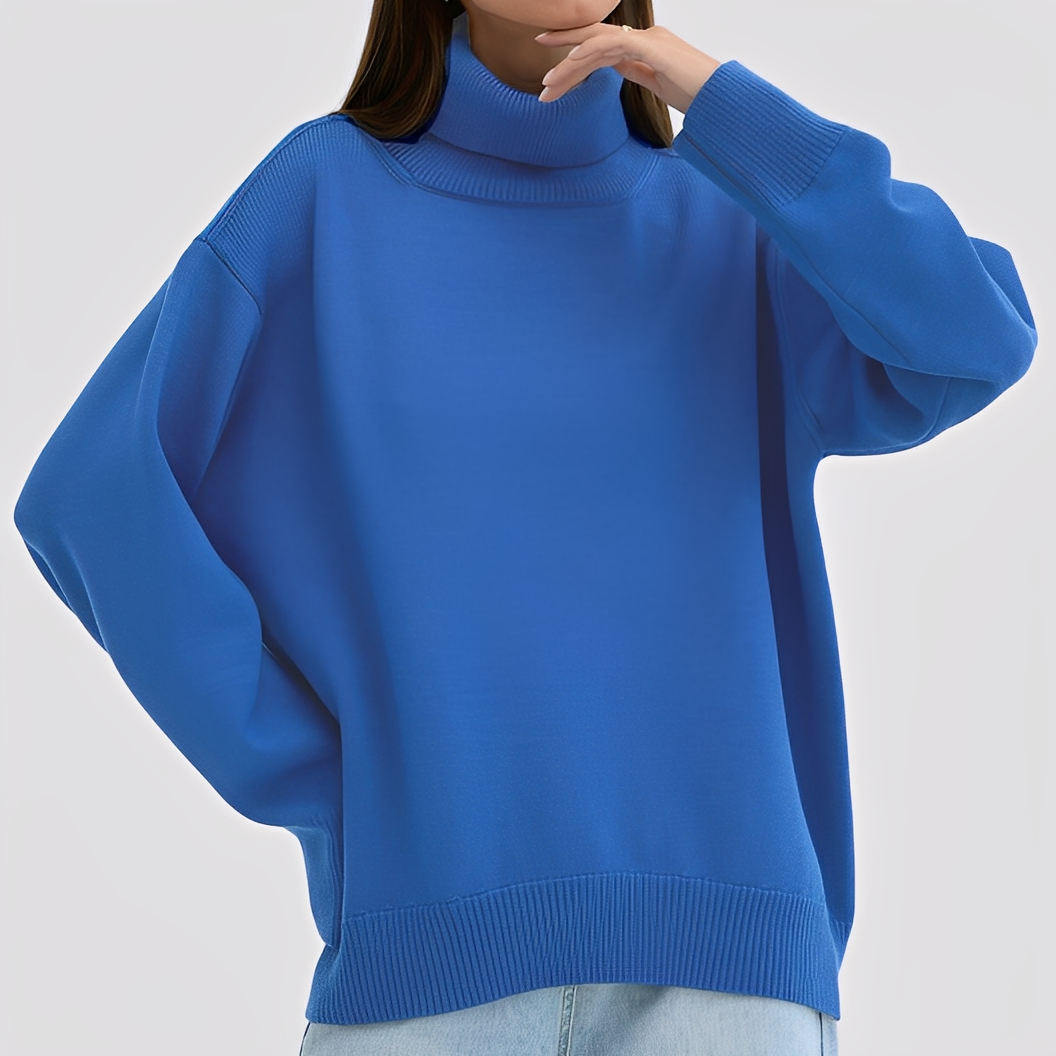 Nylah - Maglione Oversize Semplice a Collo Alto per Donne
