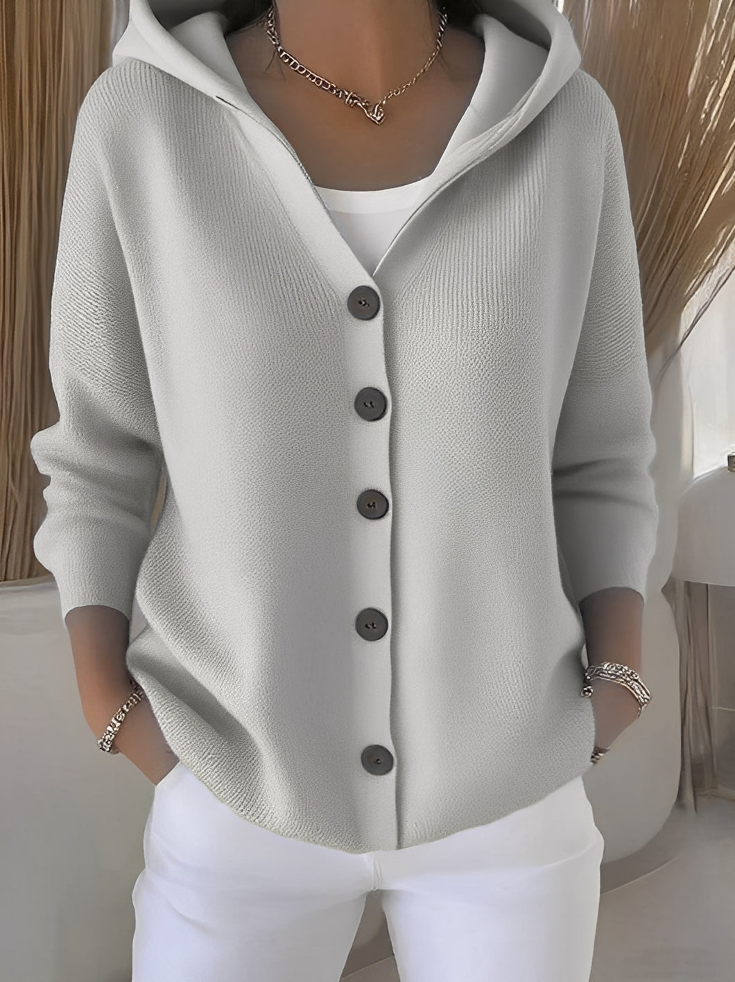 Ryanne - Cardigan casual a maniche lunghe con cappuccio per donne