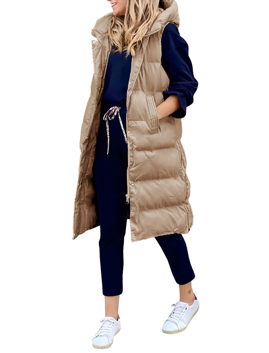 Amilia - Gilet lungo ed elegante per donne, senza maniche