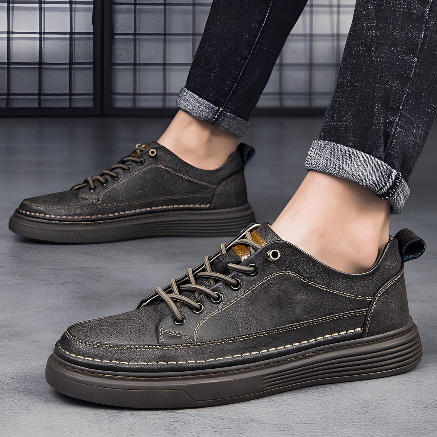 Damion - Scarpe da Ginnastica Classiche in Pelle per Uomo