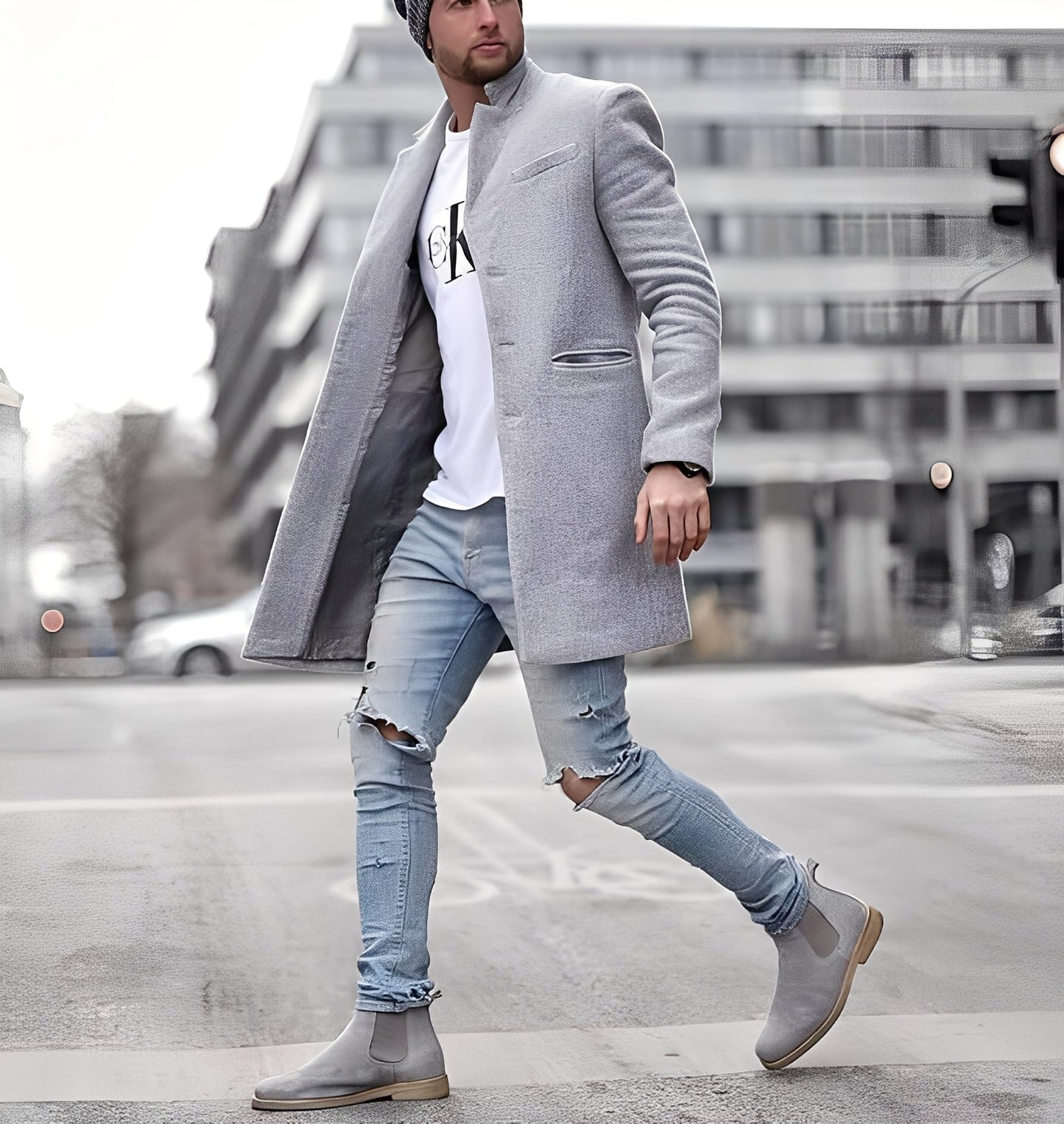 Cordell - Cappotto lungo e casual in lana per uomini