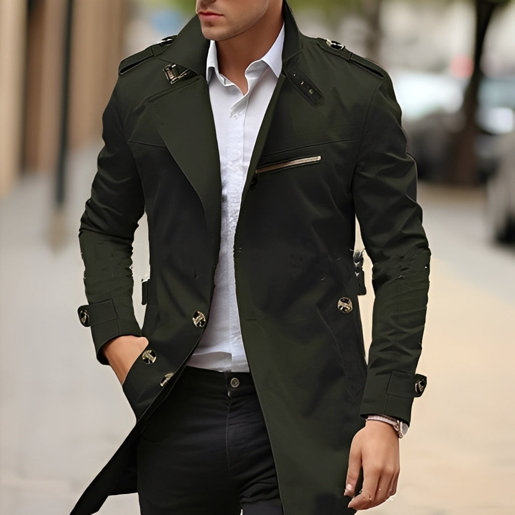 Derrick - Trench coat elegante con colletto a revers per uomo