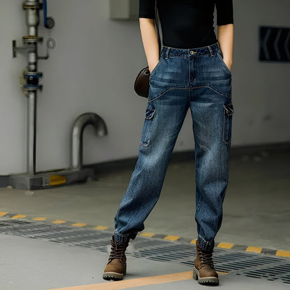 Kristal - Jeans di cotone con molte tasche per donne
