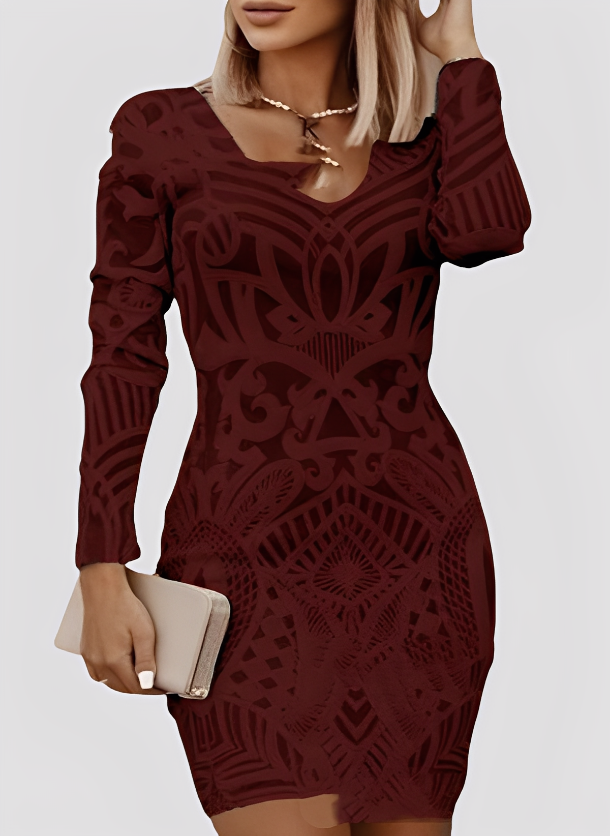 Caitlyn - Abito elegante aderente a maniche lunghe per donna