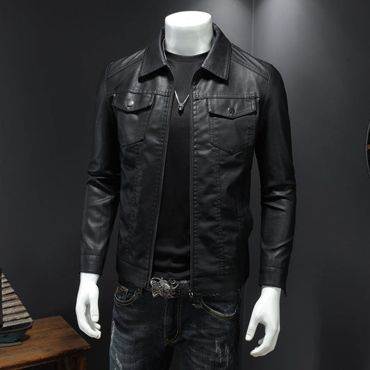 Nelson - Giacca in pelle biker casual per uomini