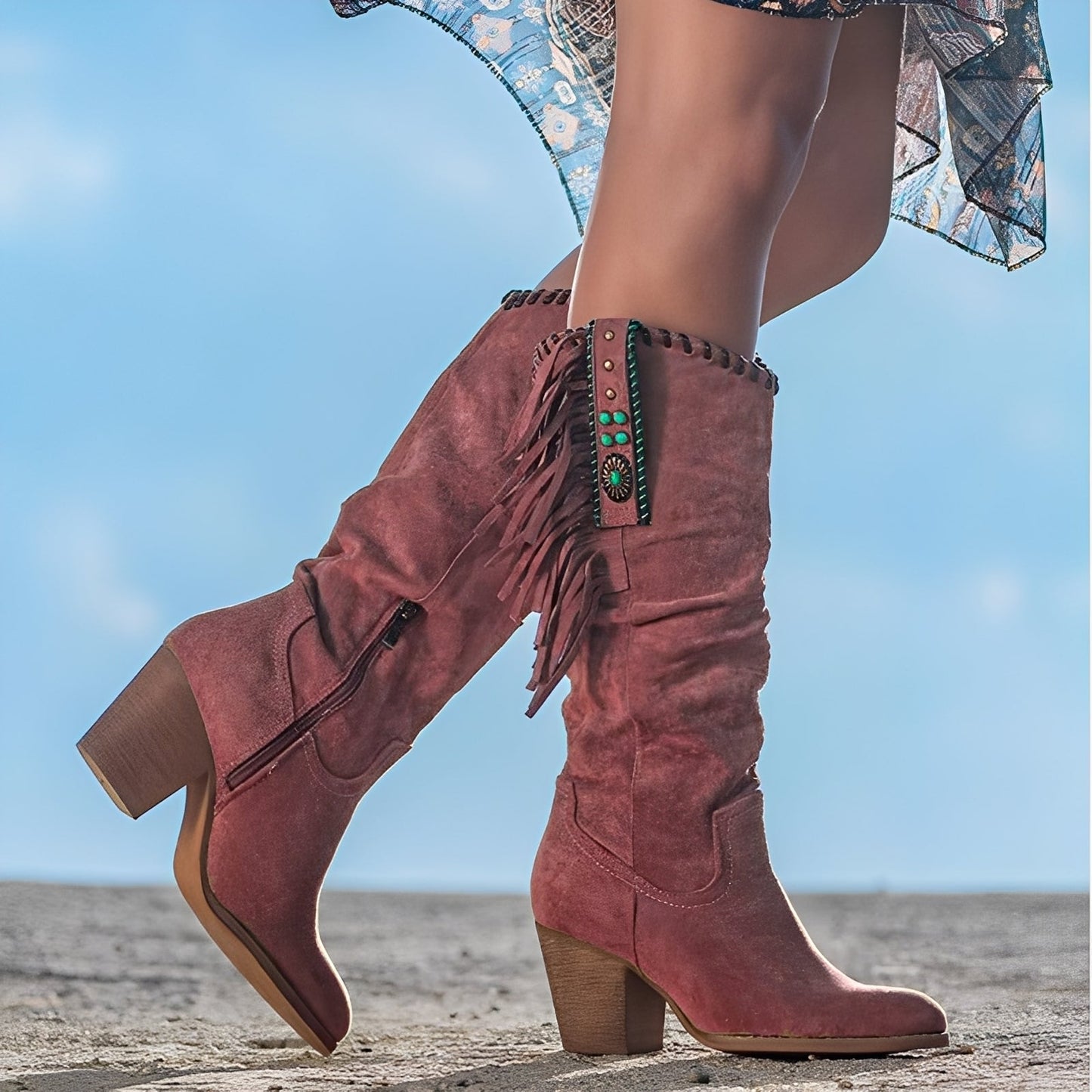 Ronnette - Stivali da donna in pelle stile cowboy informali