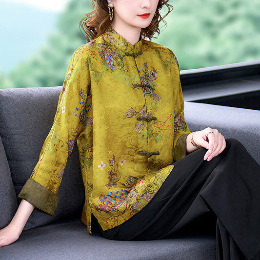 Moriah - Cappotto classico di seta con bottoni per donne