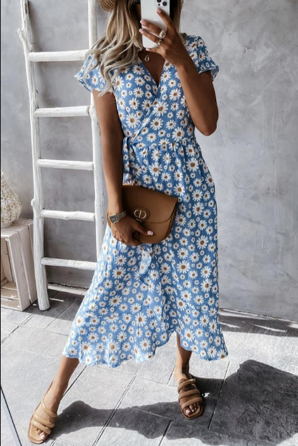 Claudine - Abito floreale vintage con margherite