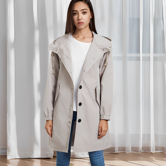 Vivyan - Giacca casual impermeabile con cappuccio per donne