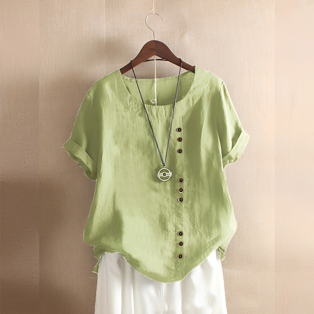 Corrine - Camicia classica in lino con vestibilità ampia per donne