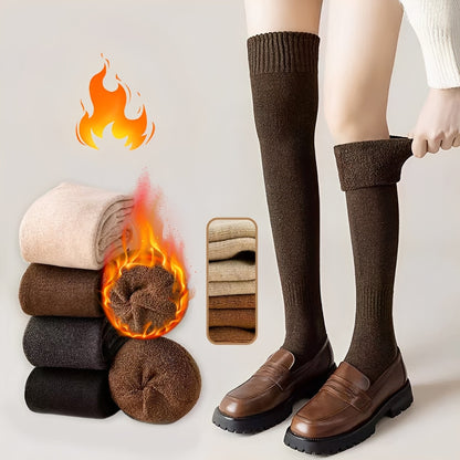 Shirlee - Calze sopra il ginocchio spesse, calde e raffinate