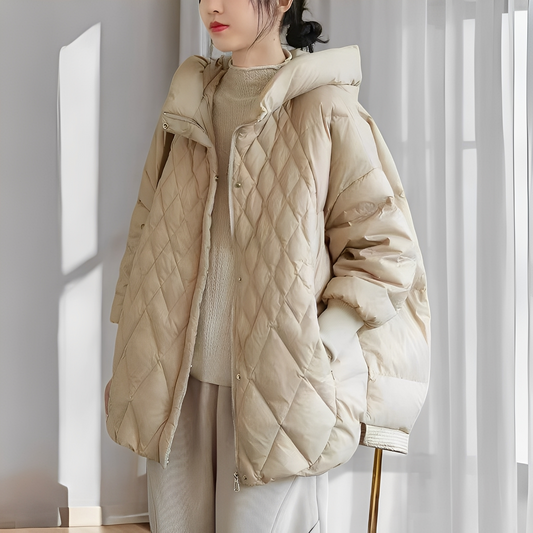 Abigail - Cappotto invernale informale in piuma con zip per donne