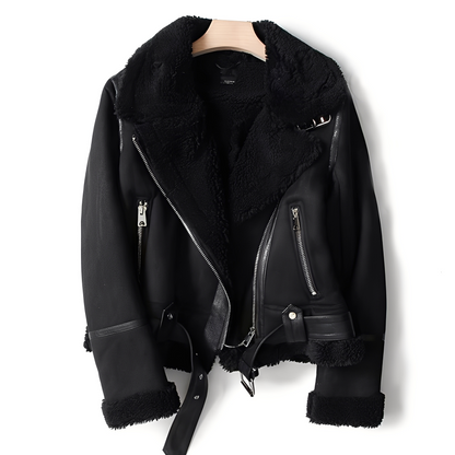 Marianne - Giacca elegante in pelle scamosciata con cintura per donne