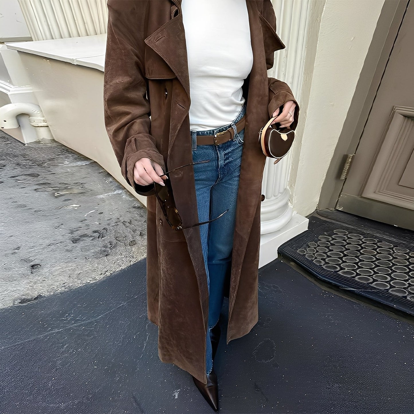 Katrina - Raffinato cappotto lungo doppiopetto per donne