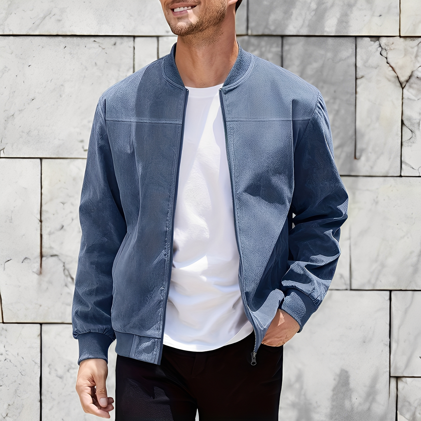 Easton - Classica, giacca in pelle scamosciata elegante per uomini