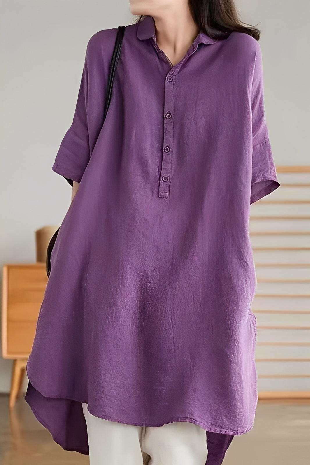 Krystina - Vestito camicia in lino leggero per donne
