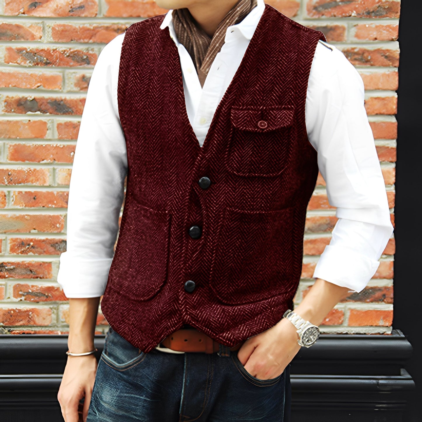 Matthew - Gilet elegante in tweed con tasche per uomo