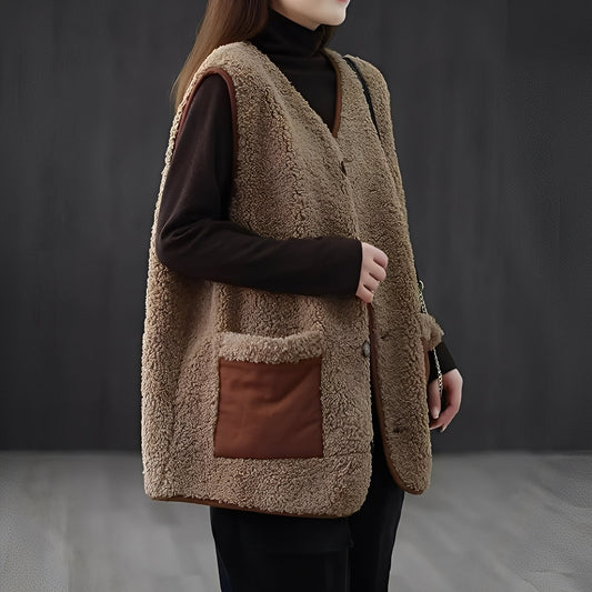 Emerie - Gilet casual spesso con tasche per donne