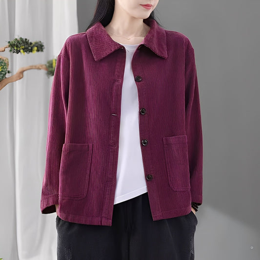 Chloe - Giacca casual in velluto a coste con tasche per donne
