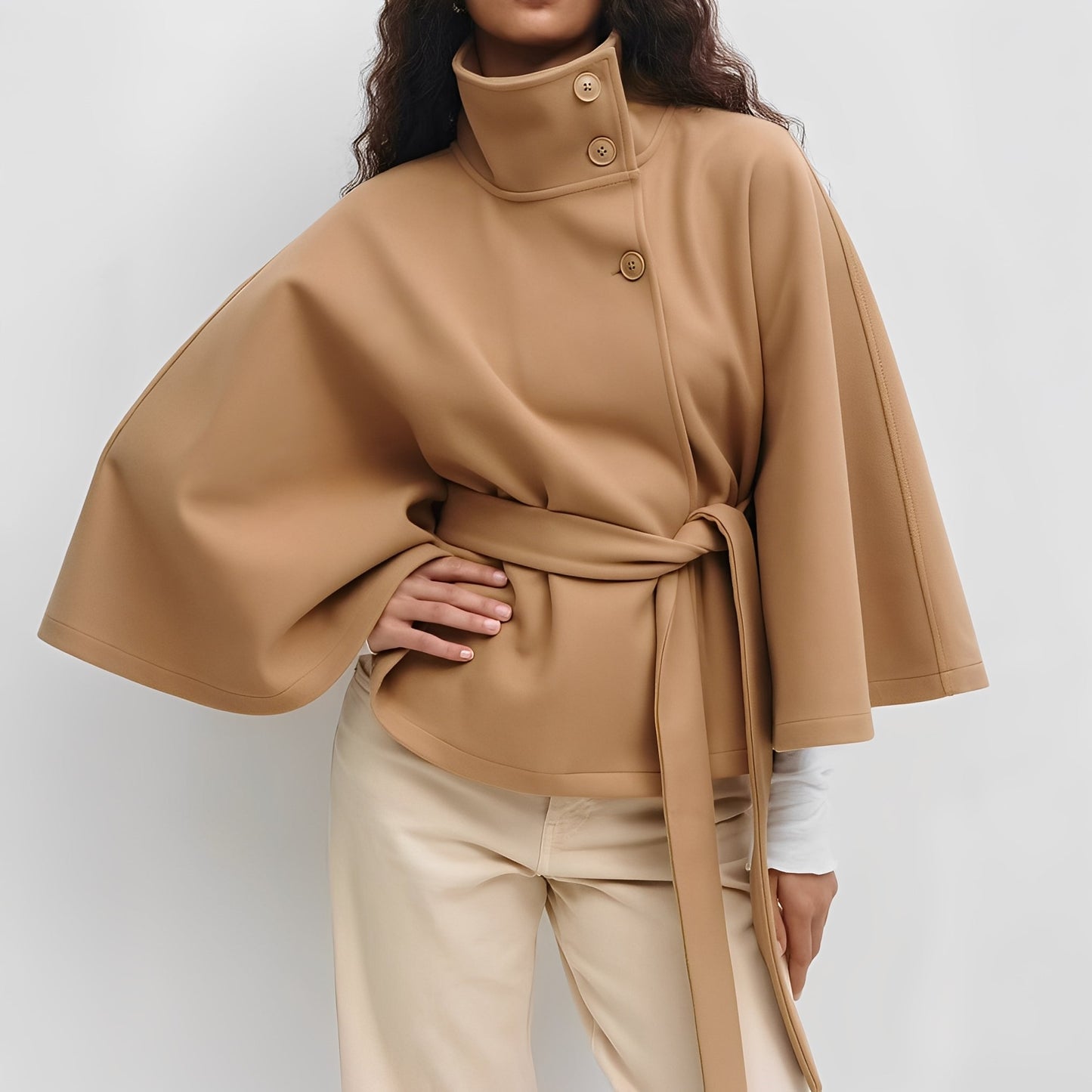 Carine - Giacca cache-coeur da donna con collo alto