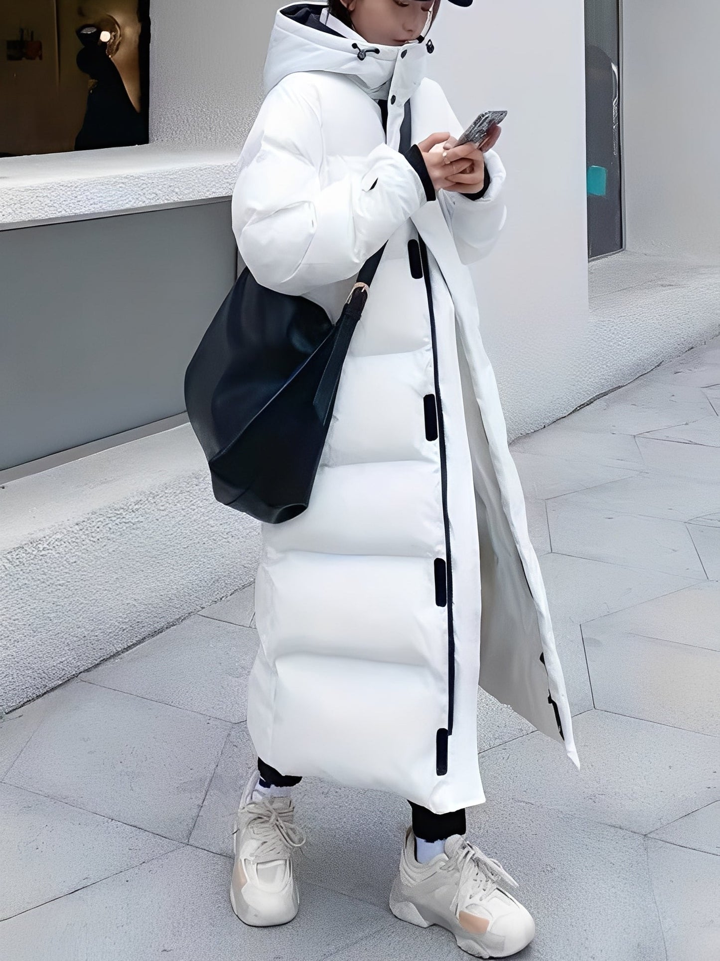 Hazel - Moderna giacca lunga con cappuccio per donne