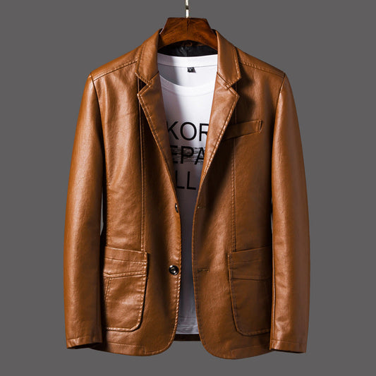 Jayceon - Giacca in pelle dallo stile contemporaneo con colletto a revers per uomo