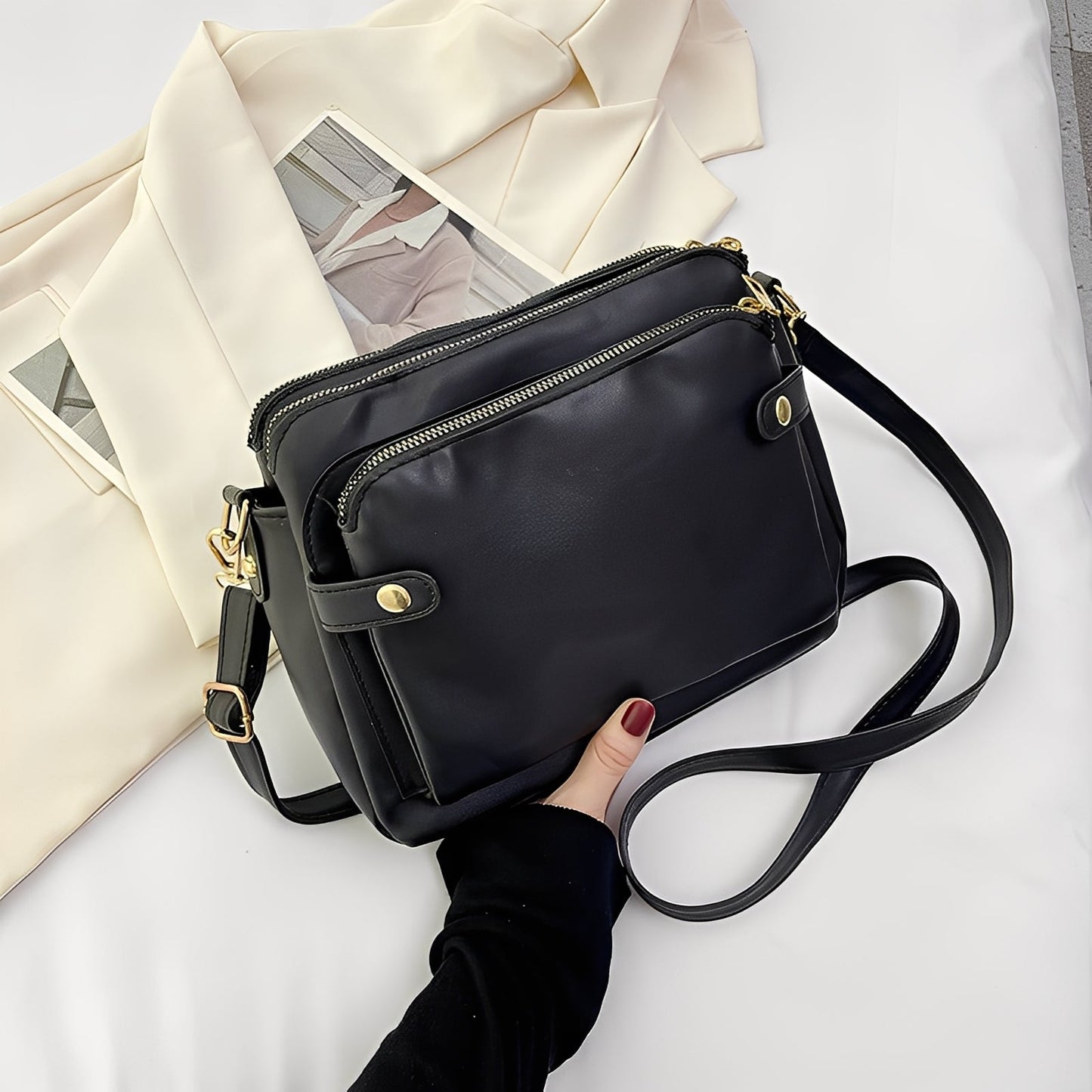 Michaela - Classica Borsa a Tracolla in Pelle per Donne