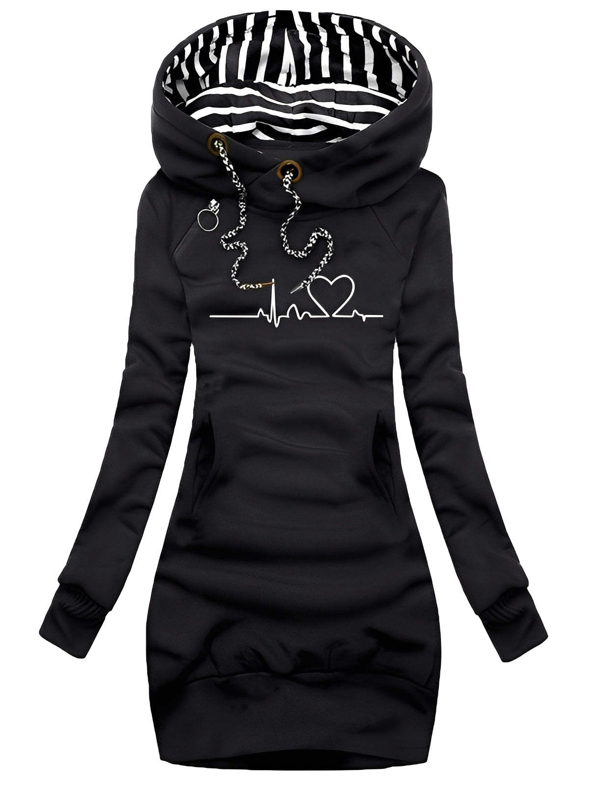 Roxanne - Vestito in maglia casual stampato con cappuccio per donne