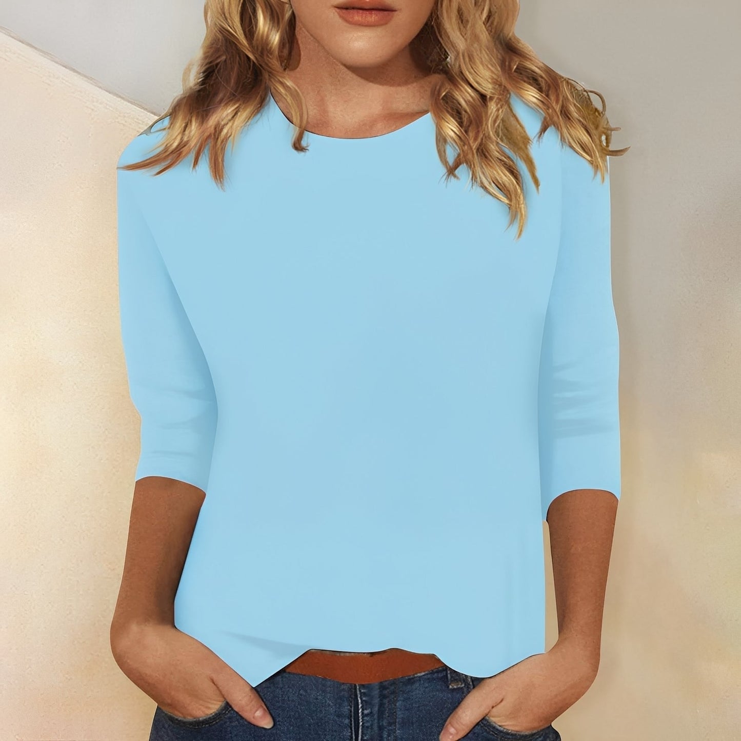 Katherina - T-shirt casual a maniche lunghe con scollo tondo per donne