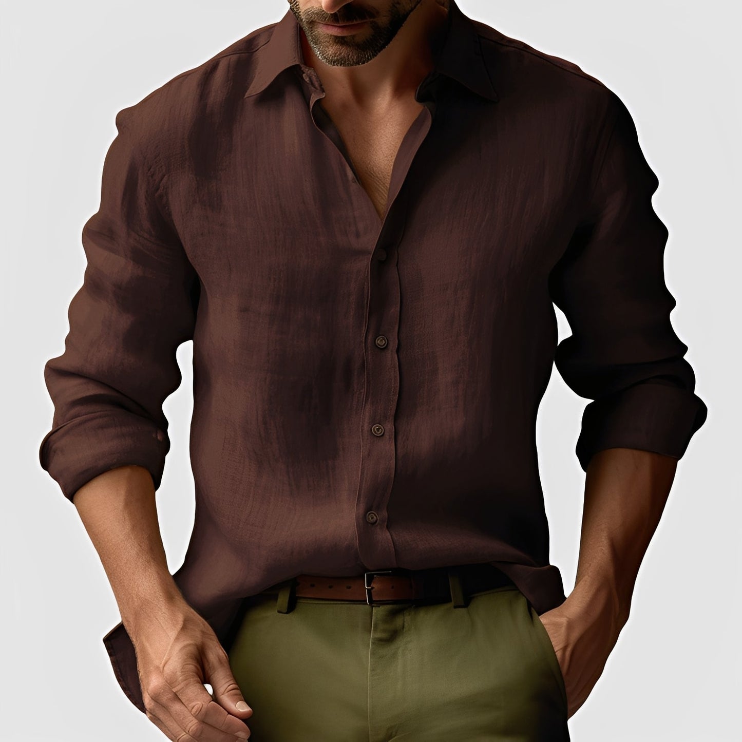 Emile - Camicia di lino uomo, classica e semplice
