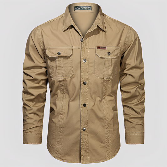 Ranulph - Camicia Cargo da Uomo con Maniche Lunghe, Stile Casual
