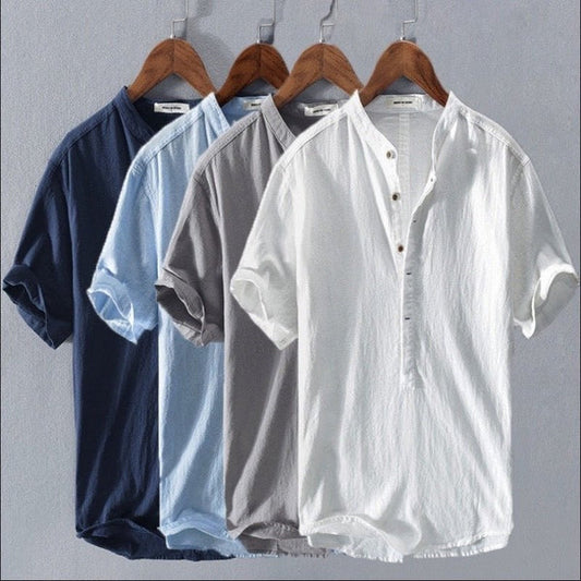 Nico - Camicia casual in lino e cotone a maniche corte