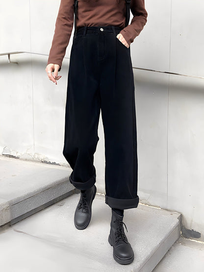 Shelbie - Classici pantaloni da donna a gamba larga in velluto a coste