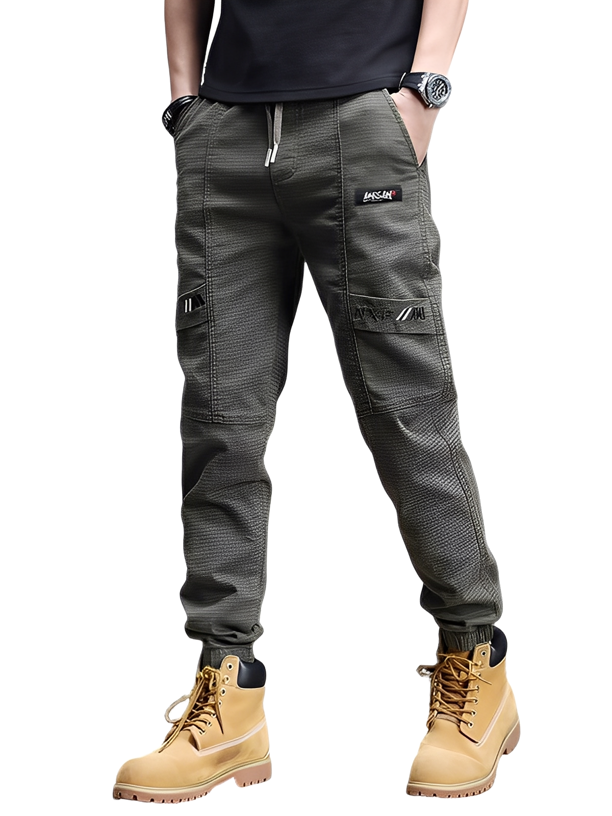 Alvin - Eleganti pantaloni da jogging elasticizzati con cordino per uomini