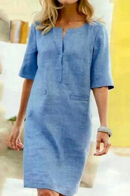 Alessandra - Vestito in Cotone e Lino con Comfort Leggero