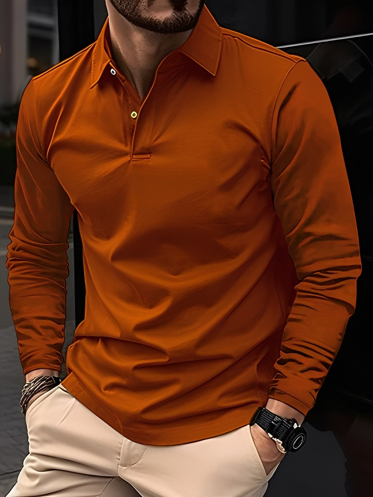 Burton - Polo classica a maniche lunghe da uomo