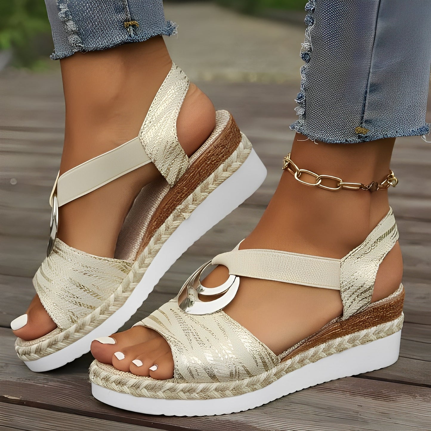 Mellony - Eleganti sandali con zeppa per donne