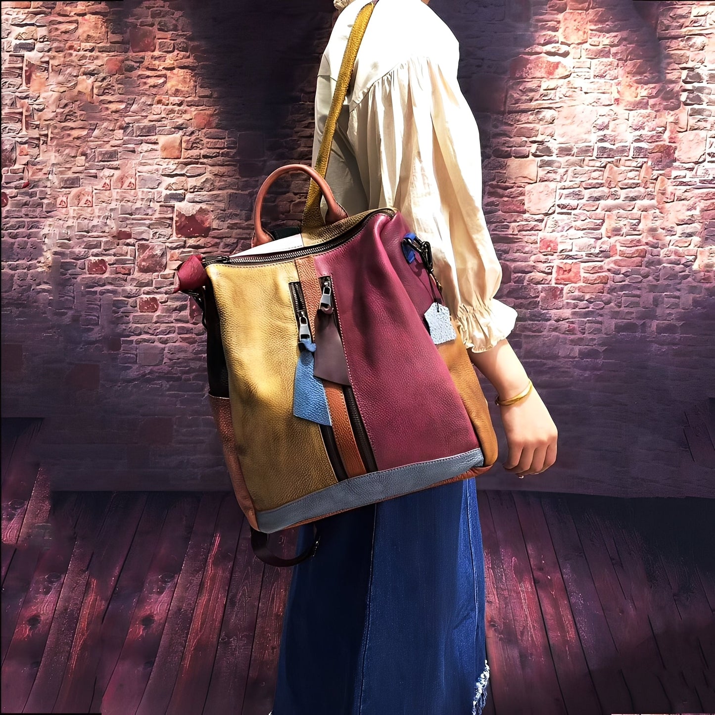 Alayna - Classico Zaino di Pelle per Donne