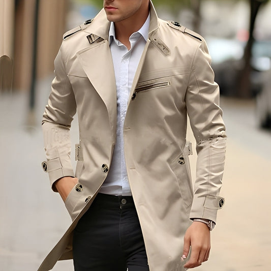 Derrick - Trench coat elegante con colletto a revers per uomo