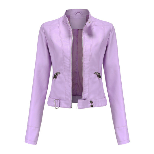 Madeline - Giacca elegante in pelle con colletto alto per donne