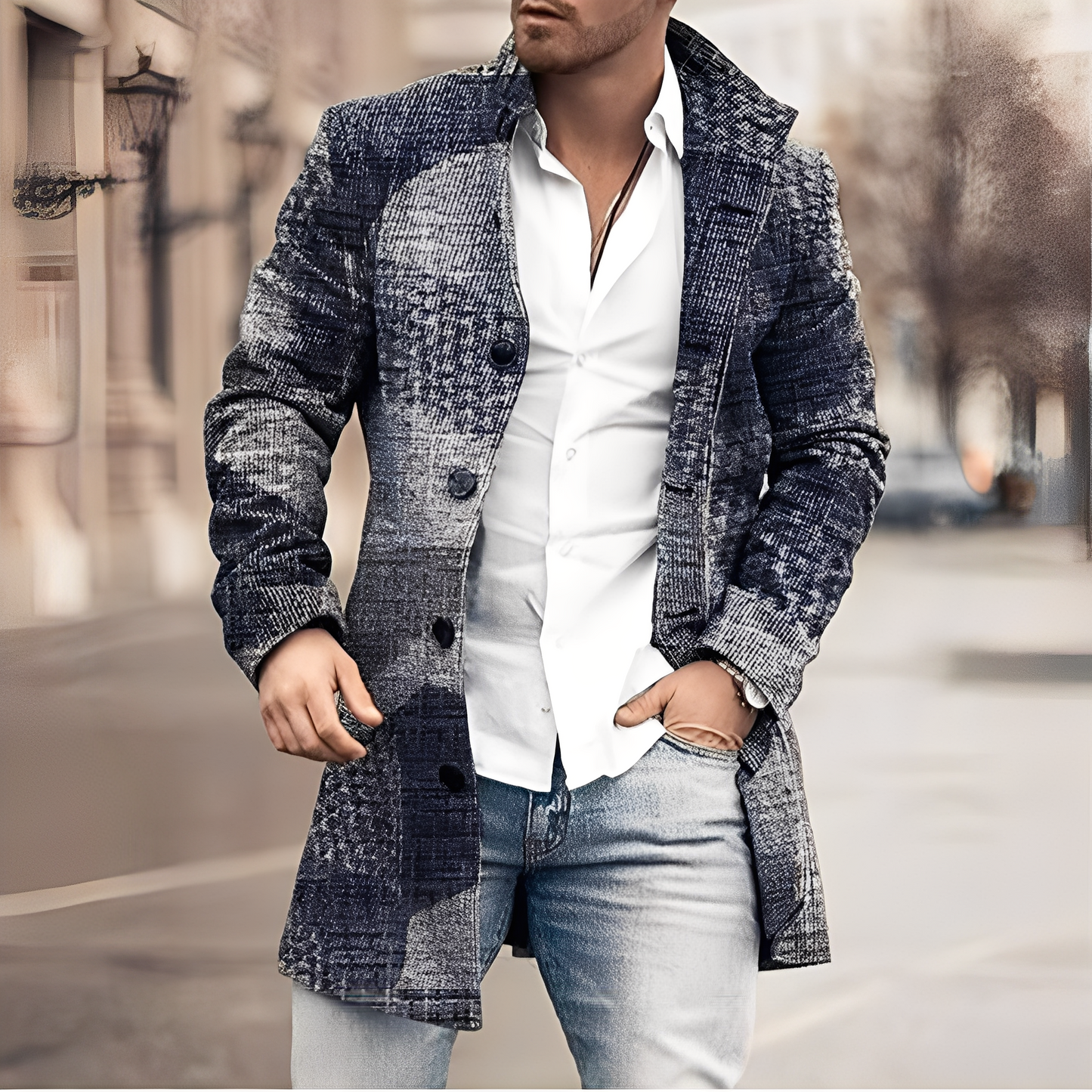 Darden - Cappotto lungo informale in tweed per uomo