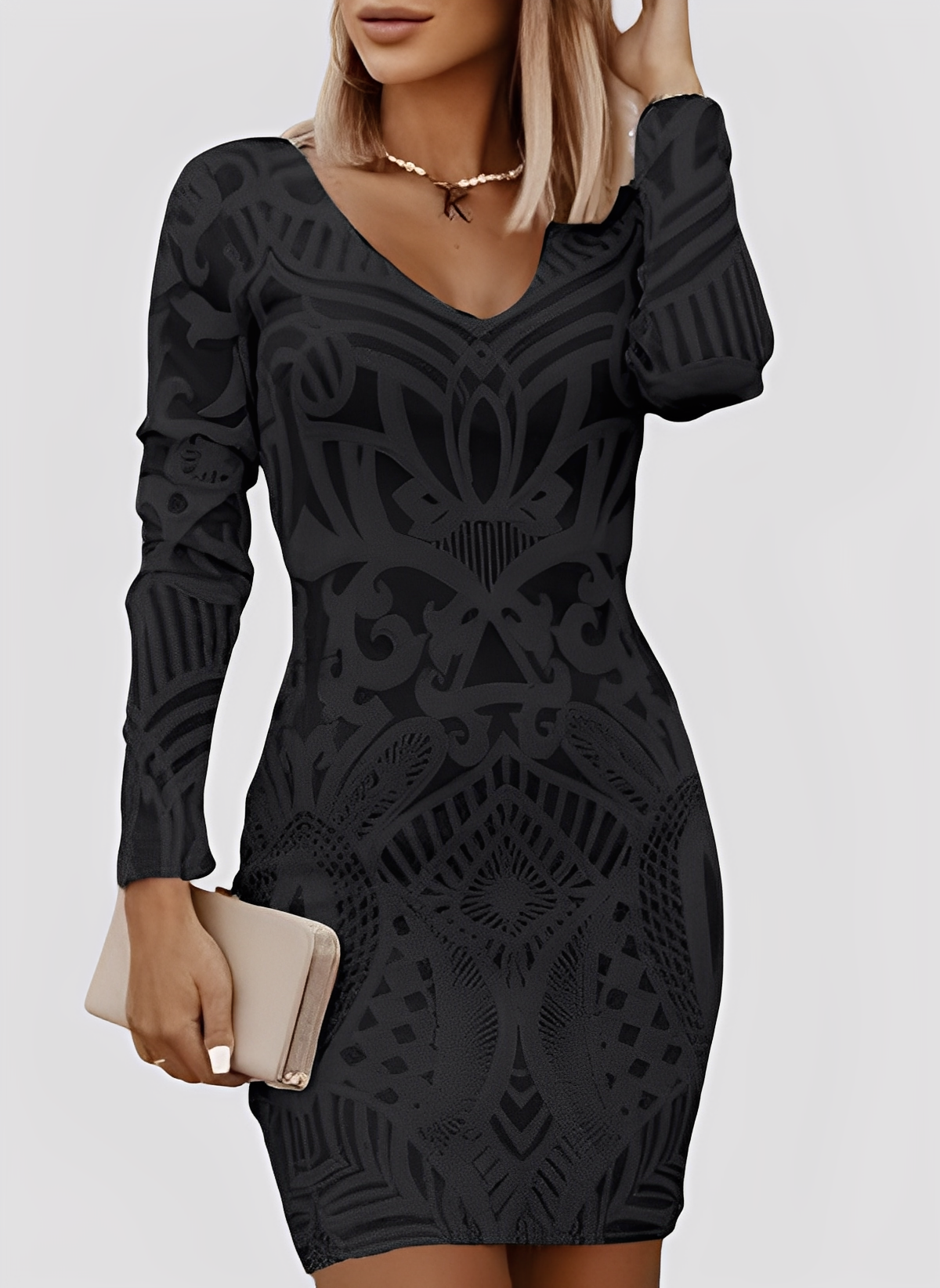 Caitlyn - Abito elegante aderente a maniche lunghe per donna