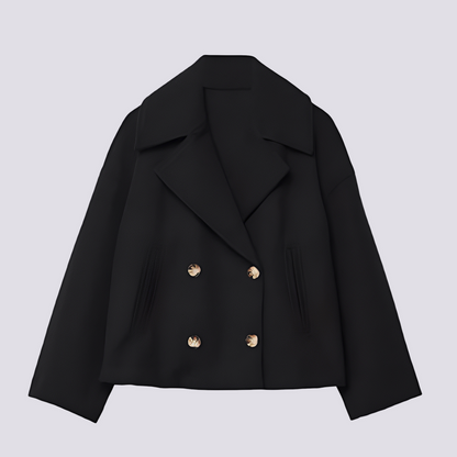 Bethney - Giacca corta di lana elegante con colletto a revers per donne