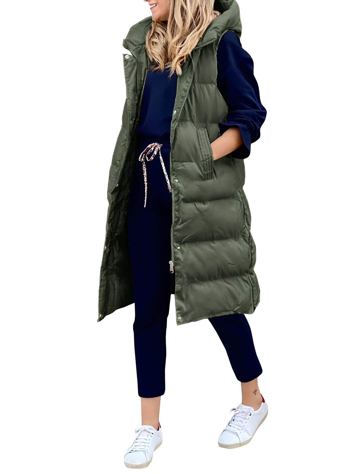 Amilia - Gilet lungo ed elegante per donne, senza maniche