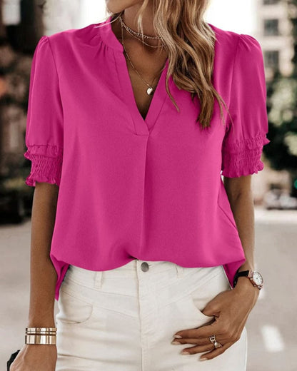 Sophia – Blusa con Scollo a V e Maniche Corte
